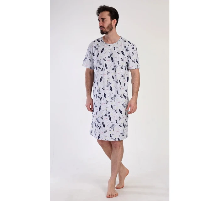 Pánská noční košile Surfing Šedá s potiskem - Vienetta Pánská noční košile Surfing Šedá s potiskem - Vienetta