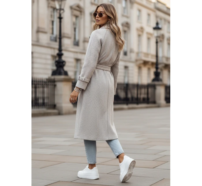 Dámský oversize kabát dlouhý béžový Dstreet model 21982240 - FashionStreet