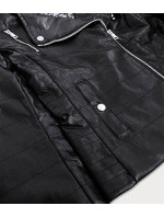 Černá prošívaná bunda ramoneska z eko kůže model 16147423 - LHD