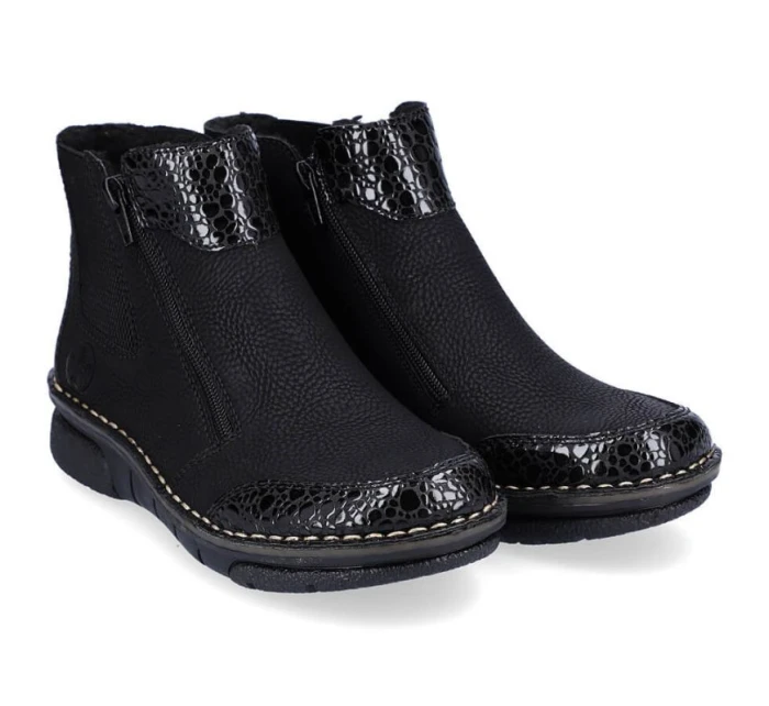 Pohodlné zateplené boty na zip Rieker W RKR555 Pohodlné zateplené boty na zip Rieker W RKR555