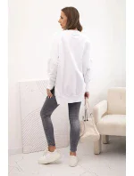 Dámská bavlněná mikina se širokým lemem dole bílá