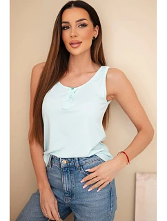 Dámská žebrovaná halenka na ramínkách s knoflíkem mátová