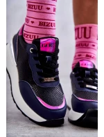 Dámská sportovní obuv na klínku GOE KK2N4081 černé a Námořnická modrá Dámská sportovní obuv na klínku GOE KK2N4081 černé a Námořnická modrá