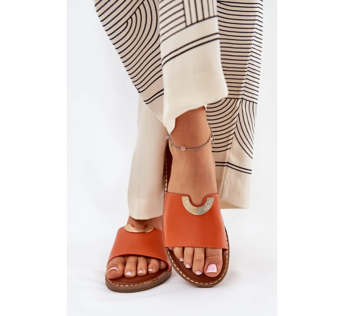 Dámské Pantofle Eko Kožené S Ozdobnými Oranžové model 21689334 - Boto Dámské Pantofle Eko Kožené S Ozdobnými Oranžové model 21689334 - Boto