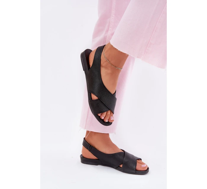 Dámské kožené sandály černé model 21701814 - Zazoo
