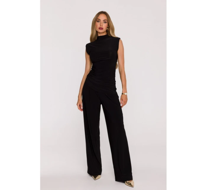 M890 Souprava s projmutým topem a širokými kalhotami - černá M890 Souprava s projmutým topem a širokými kalhotami - černá