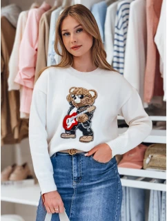 Dámský oversize svetr s medvídkem MISLOOK bílý FashionStreet MY2467
