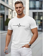 Pánské bavlněné tričko s EKG linkou bílé FashionStreet NX5098R