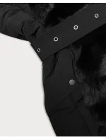 Černá dámská zimní bunda s kožešinou model 21247264 - J.STYLE Černá dámská zimní bunda s kožešinou model 21247264 - J.STYLE