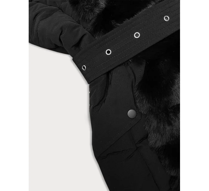 Černá dámská zimní bunda s kožešinou model 21247264 - J.STYLE Černá dámská zimní bunda s kožešinou model 21247264 - J.STYLE