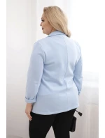 Dámská móda z viskózy Plus Size s dlouhým rukávem a límcem modrá Dámská móda z viskózy Plus Size s dlouhým rukávem a límcem modrá