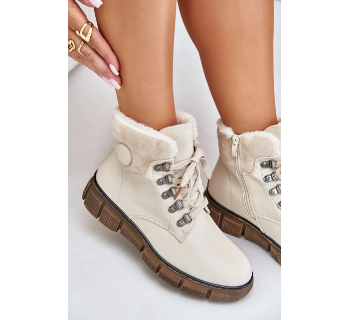 Dámské Zateplené Botky Traperky Na Zip Béžové Mevanisa Dámské Zateplené Botky Traperky Na Zip Béžové Mevanisa