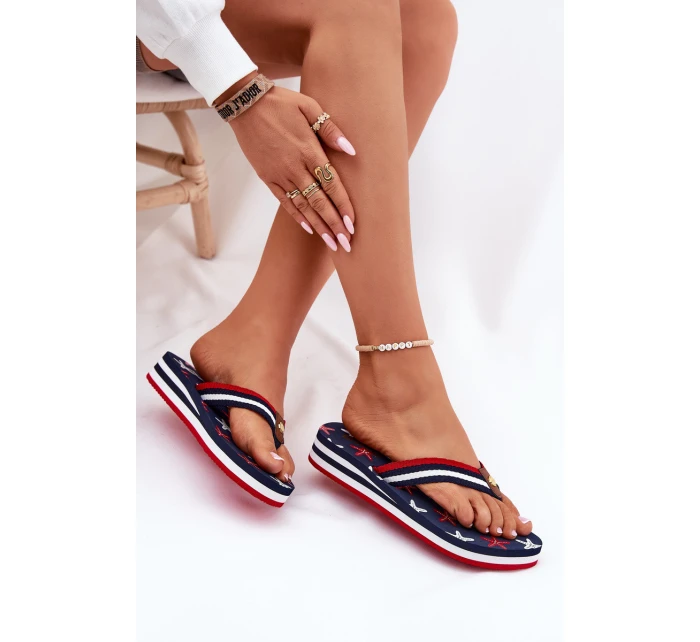 Dámské žabky na klínu Big Star RR274A127 tmavě modré