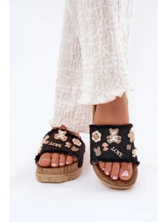 Dámské Pantofle Se Zlatými Přezkami Na Platformě Černé model 21700316 - Boto