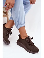 Lehké sportovní slip-on boty dámské textilní Big Star UU274055 Čokoládové