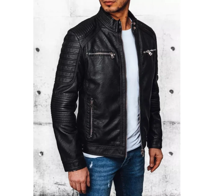 Pánská kožená bunda černá FashionStreet TX4388 Pánská kožená bunda černá FashionStreet TX4388