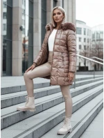dámská prošívaná zimní bunda s kapucí béžová Dstreet model 21995378 - FashionStreet