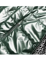 Oboustranná zelená dámská bunda s kapucí (B9793-10) Oboustranná zelená dámská bunda s kapucí (B9793-10)