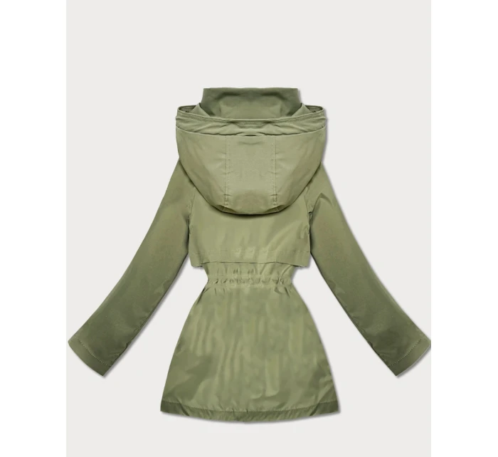 Prosta kurtka z kapturem i trokiem w talii Goodlookin khaki (KK60418-3#)