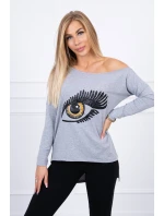 Halenka s potiskem a delšími zády šedá