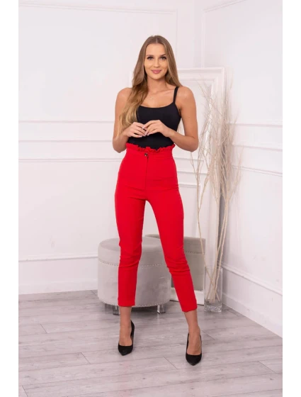 Červené plisované kalhoty