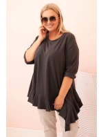 Dámská blůza Plus Size s model 21259114 kapsou a ohrnutým rukávem kiwi - K-Fashion Dámská blůza Plus Size s model 21259114 kapsou a ohrnutým rukávem kiwi - K-Fashion