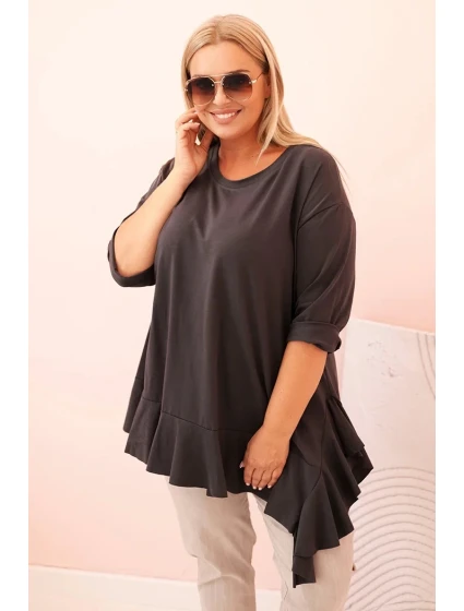 Dámská blůza Plus Size s model 21259114 kapsou a ohrnutým rukávem kiwi - K-Fashion Dámská blůza Plus Size s model 21259114 kapsou a ohrnutým rukávem kiwi - K-Fashion