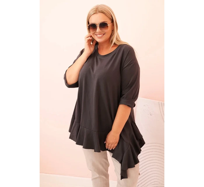 Dámská blůza Plus Size s model 21259114 kapsou a ohrnutým rukávem kiwi - K-Fashion Dámská blůza Plus Size s model 21259114 kapsou a ohrnutým rukávem kiwi - K-Fashion