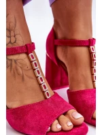 Semišové sandály na vysokém podpatku s kubickými zirkony model 21612495 - VINCEZA