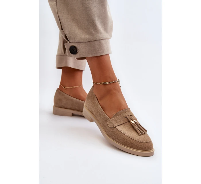 Bezové Dámské Mokasíny Na Ploché Podrážce Zazoo 3420