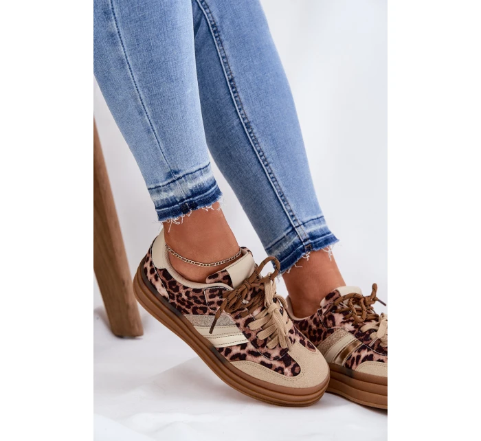 Dámské Tenisky Na Platformě S Dvojitým Šněrováním Leopardí Béžové Niteria Dámské Tenisky Na Platformě S Dvojitým Šněrováním Leopardí Béžové Niteria