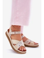 Dámské Kožené Sandály Na Platformě model 21701984 Ecru - Maciejka