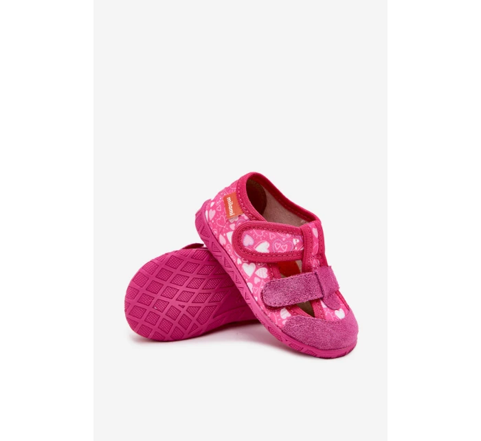 Pantofle Dětské Na Suchý Zip V Růžové model 21705440 - Milami