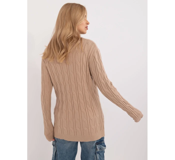 Sweter AT SW model 20463681 camelowy - FPrice Sweter AT SW model 20463681 camelowy - FPrice