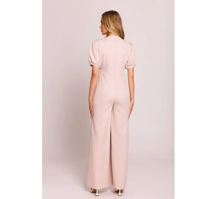 M852 Kombinéza s puff rukávy - světle béžová