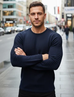 Pánský tmavě modrý svetr model 21995039 - FashionStreet