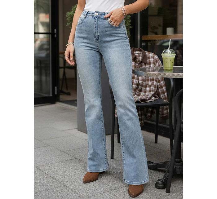 Jeansy damskie z wysokim stanem niebieskie model 22110001 - FashionStreet