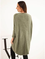 Dámský svetr Plus Size s výstřihem do V khaki Dámský svetr Plus Size s výstřihem do V khaki