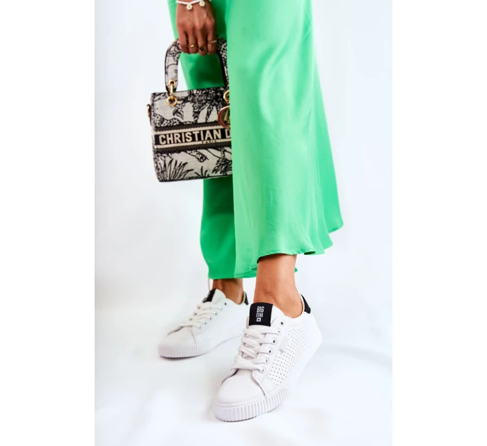 Dámské Kožené Tenisky BIG STAR HH274071 Bile-Černé Dámské Kožené Tenisky BIG STAR HH274071 Bile-Černé