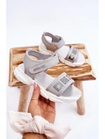 Dětské sandály na suchý zip Big Star model 21610582 stříbrne - Big Star Shoes Dětské sandály na suchý zip Big Star model 21610582 stříbrne - Big Star Shoes