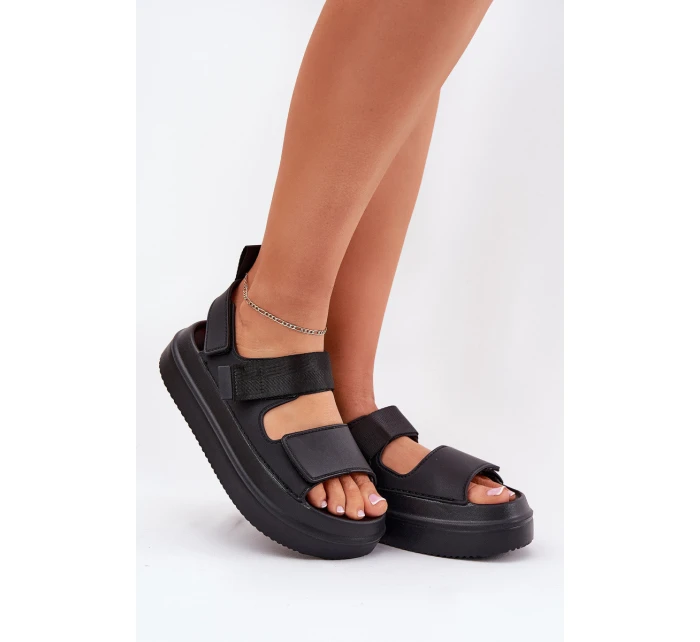 Dámské sandály na platformě se suchým zipem černé model 21696219 - Boto Dámské sandály na platformě se suchým zipem černé model 21696219 - Boto