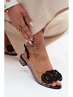 Dámské sandály průhledné s krystaly D&A MR61-9002 Černé