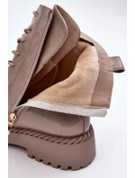 Dámské patentované kotníkové boty s ozdobou, béžová S.Barski Dámské patentované kotníkové boty s ozdobou, béžová S.Barski