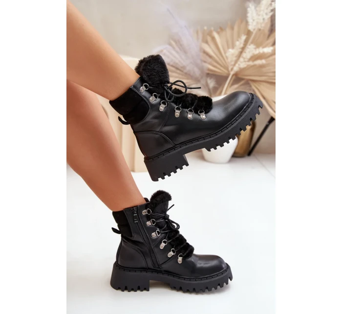 Zateplené Kotníkové Boty na Zip z Eko Kůže Černé Willatta