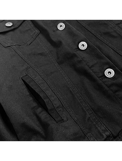 Jednoduchá černá dámská džínová bunda s kapsami model 15032356 - M.B.J.