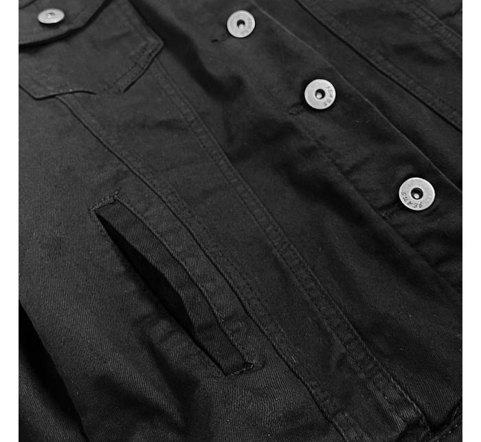 Jednoduchá černá dámská džínová bunda s kapsami (SA40)