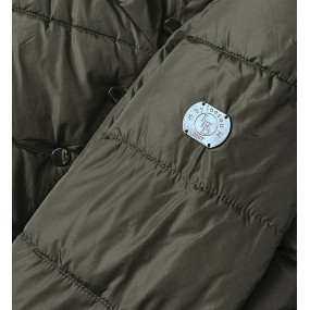 Asymetrická dámská zimní bunda v army barvě (M-21113)