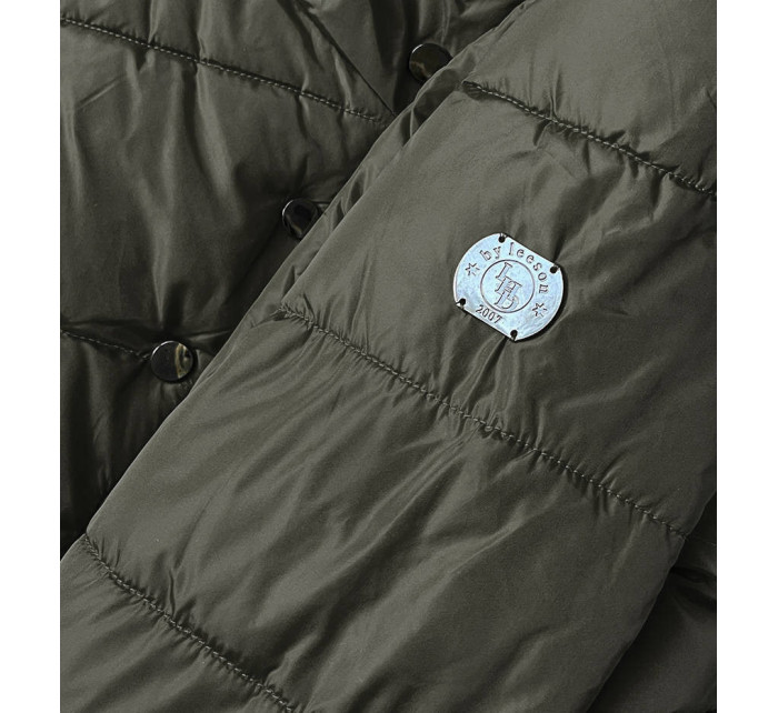 Asymetrická dámská zimní bunda v army barvě (M-21113)