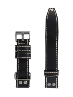 Kožený řemínek Zeppelin Eurofighter, černý 22 mm