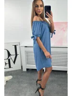 Šaty vázané na rukávech tmavý denim Šaty vázané na rukávech tmavý denim